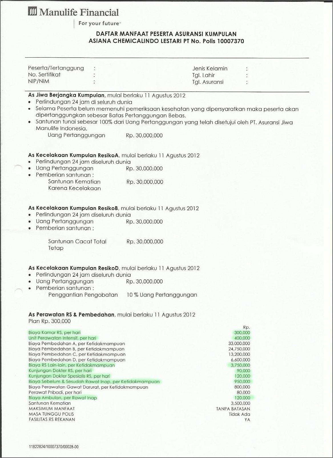 Contoh Surat Perjanjian Asuransi Jiwa