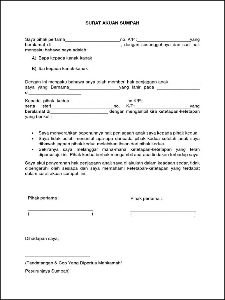 Contoh Surat Perjanjian Cop Pdf