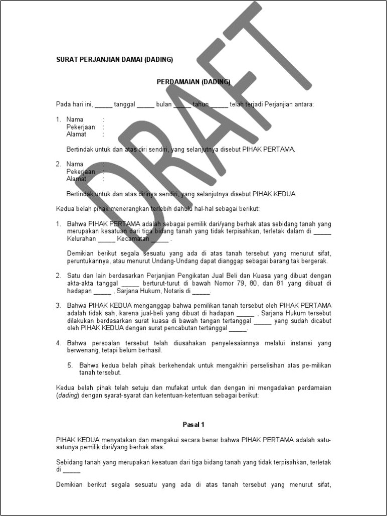 Simak Surat Perjanjian Damai Doc Terbaik Koleksi Contoh Paling Baru Riset