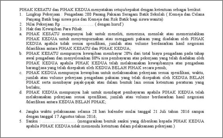 Contoh Surat Perjanjian Franchise Rumah Makan 17 Provinsi