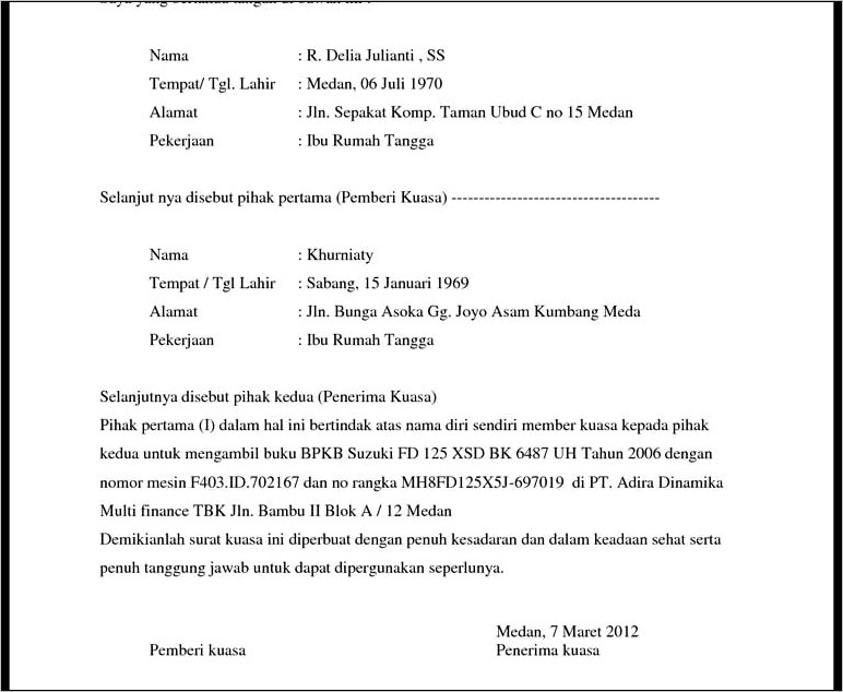 Contoh Surat Perjanjian Gadai Motor Di Finance