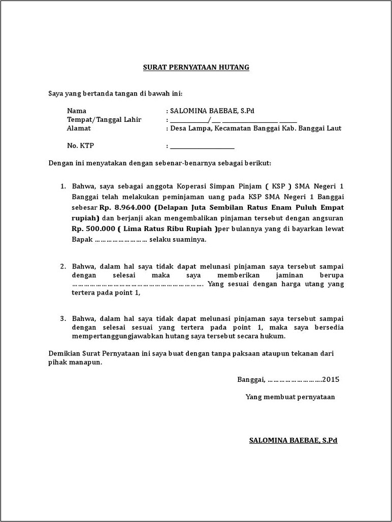 contoh surat perjanjian pinjaman wang pdf  LucytaroAcosta