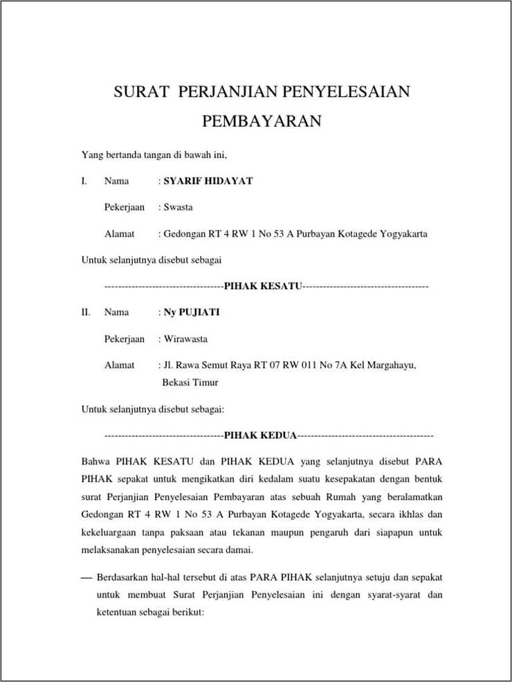 Contoh Surat Perjanjian Hutang Perusahaan