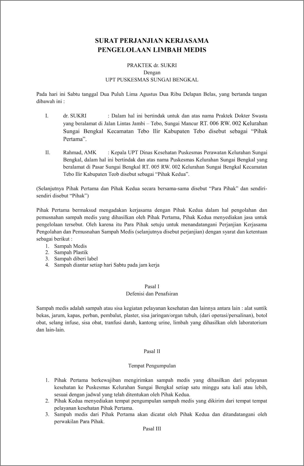 Contoh Surat Perjanjian Jasa Maklon