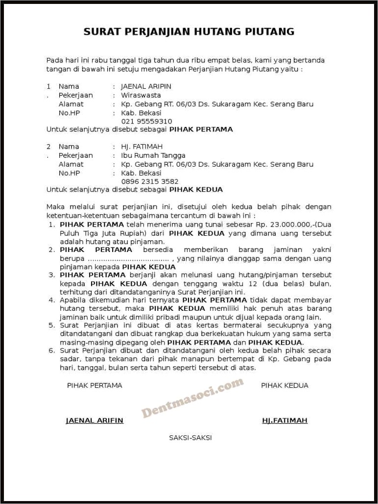 Contoh Surat Perjanjian Jual Beli Ruko Sementara