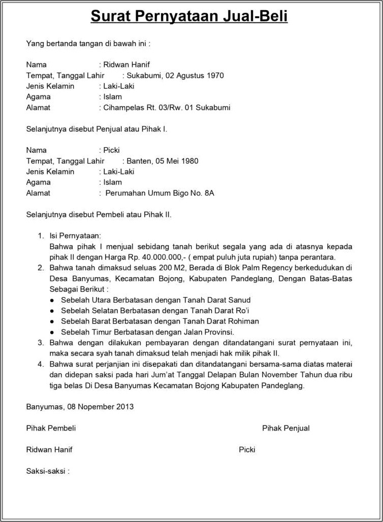 Contoh Surat Perjanjian Jual Kandang Ayam