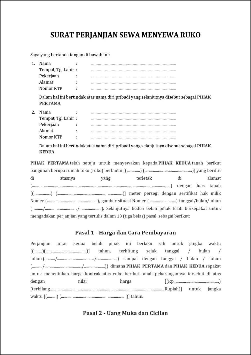 Contoh Surat Perjanjian Jual