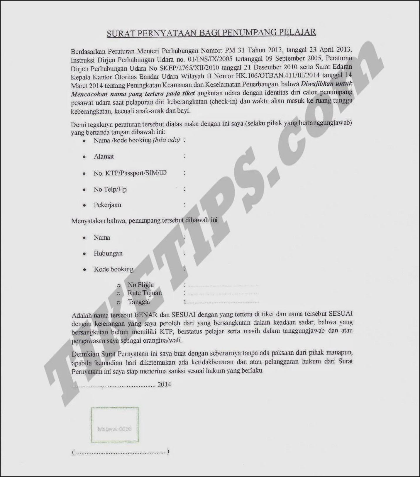 Contoh Surat Perjanjian Karena Siswa Melanggar Peraturan