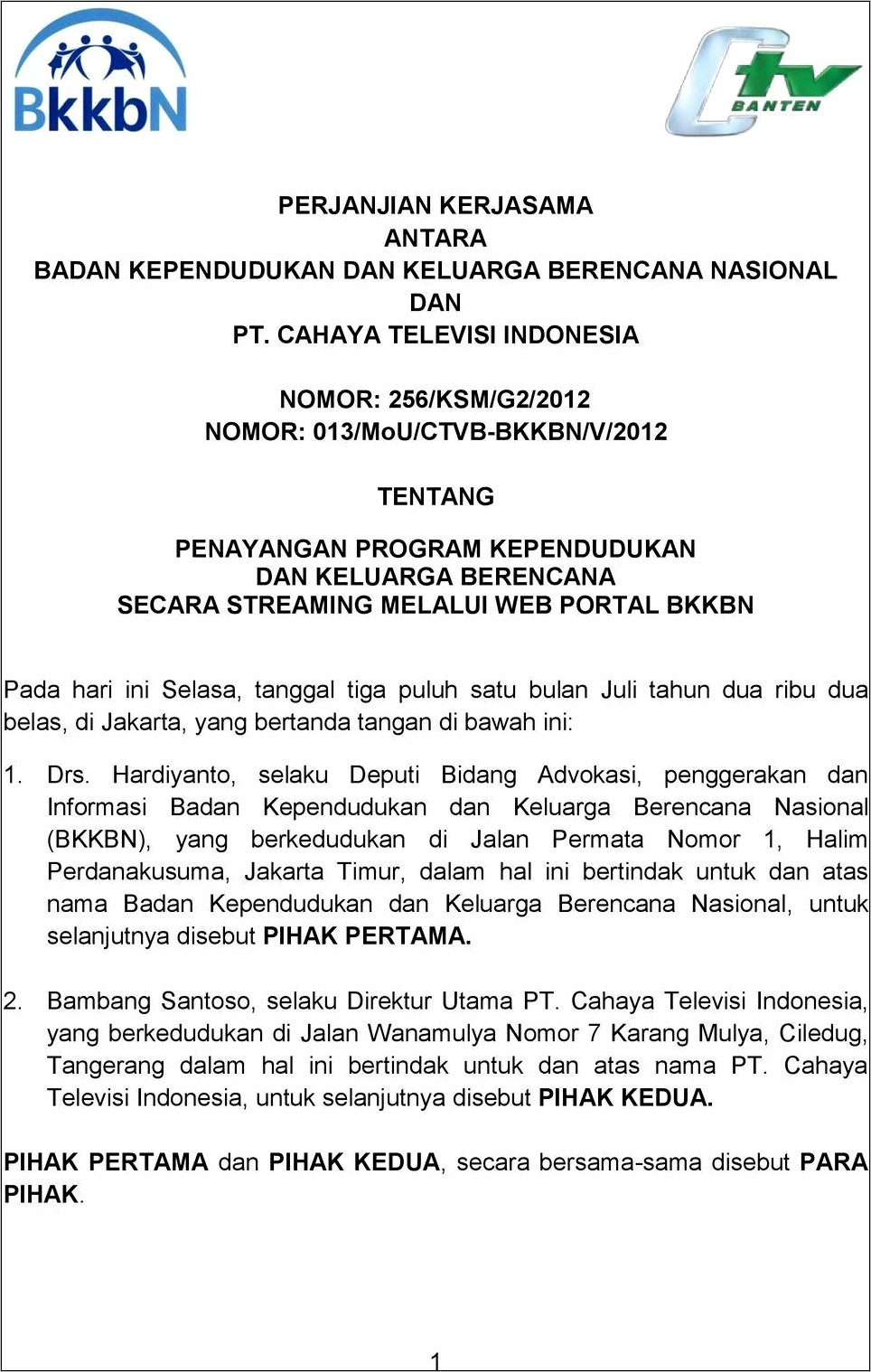 Contoh Surat Perjanjian Kerjasama Dengan Instansi