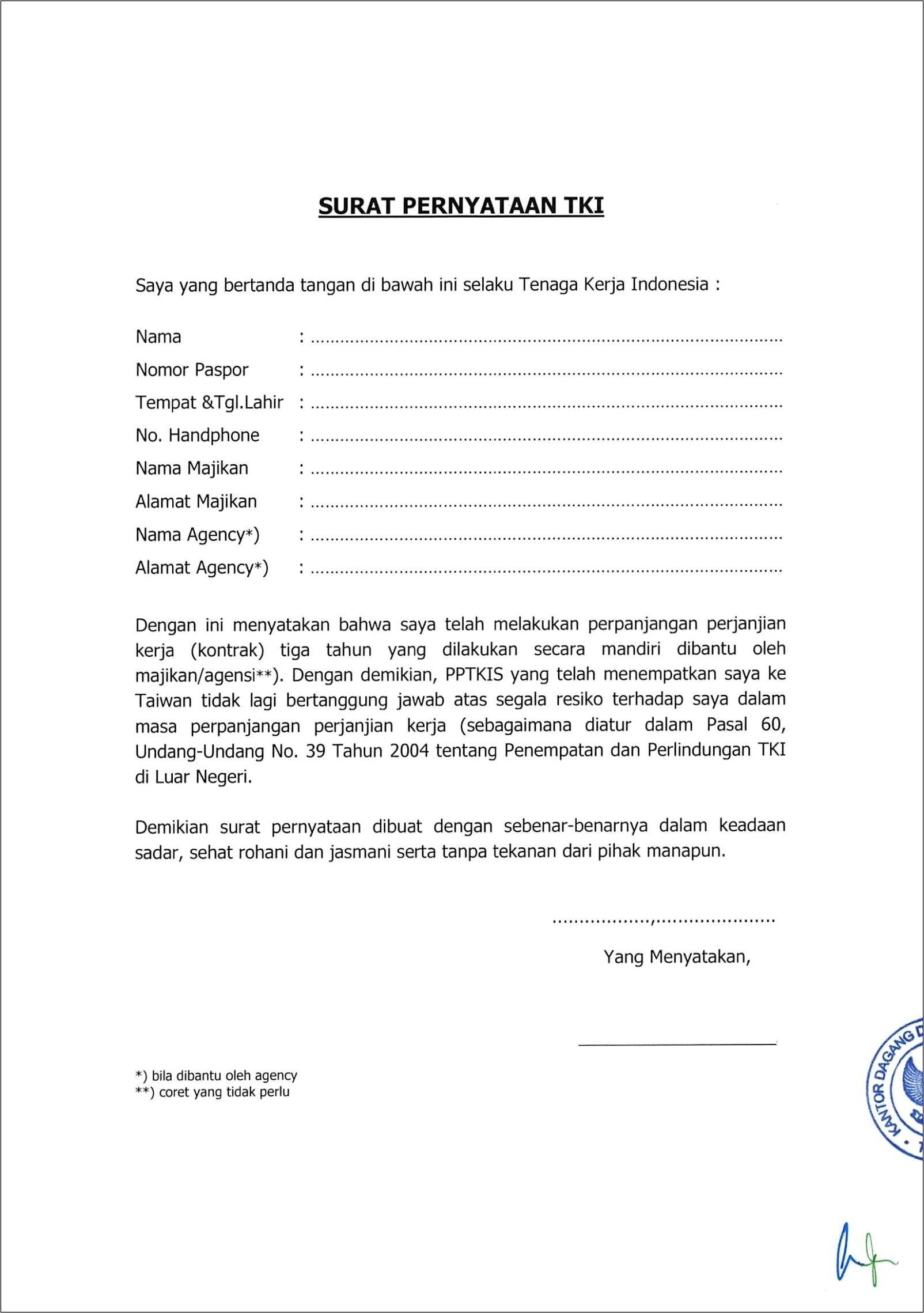 Contoh Surat Perjanjian Kerjasama Dengan Luar Negeri