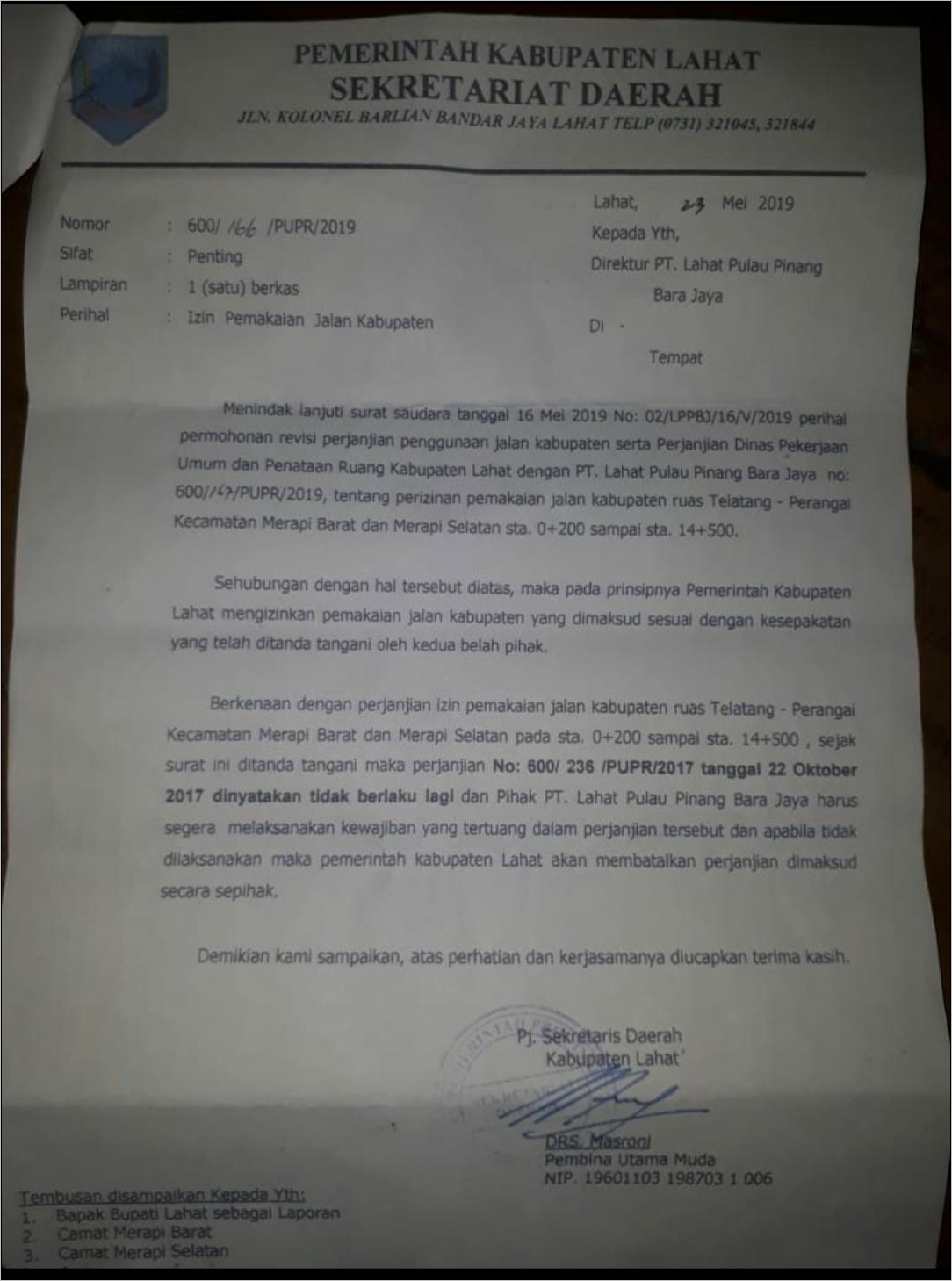 Contoh Surat Perjanjian Kerjasama Dinas Pupr