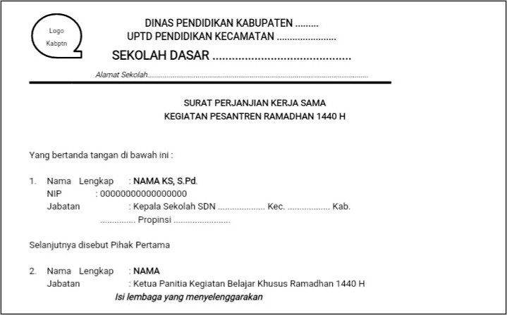 Contoh Surat Perjanjian Kerjasama Lembaga Kursus Bahasa Dengan Sekolah