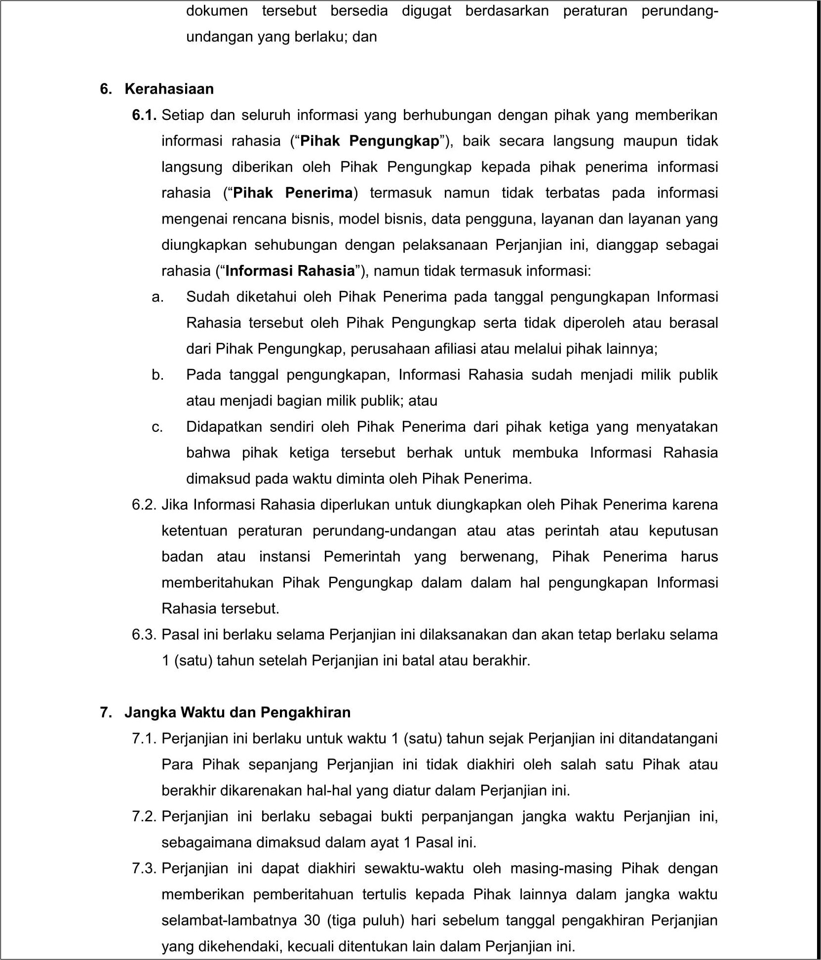 Contoh Surat Perjanjian Kerjasama Menurut Hukum