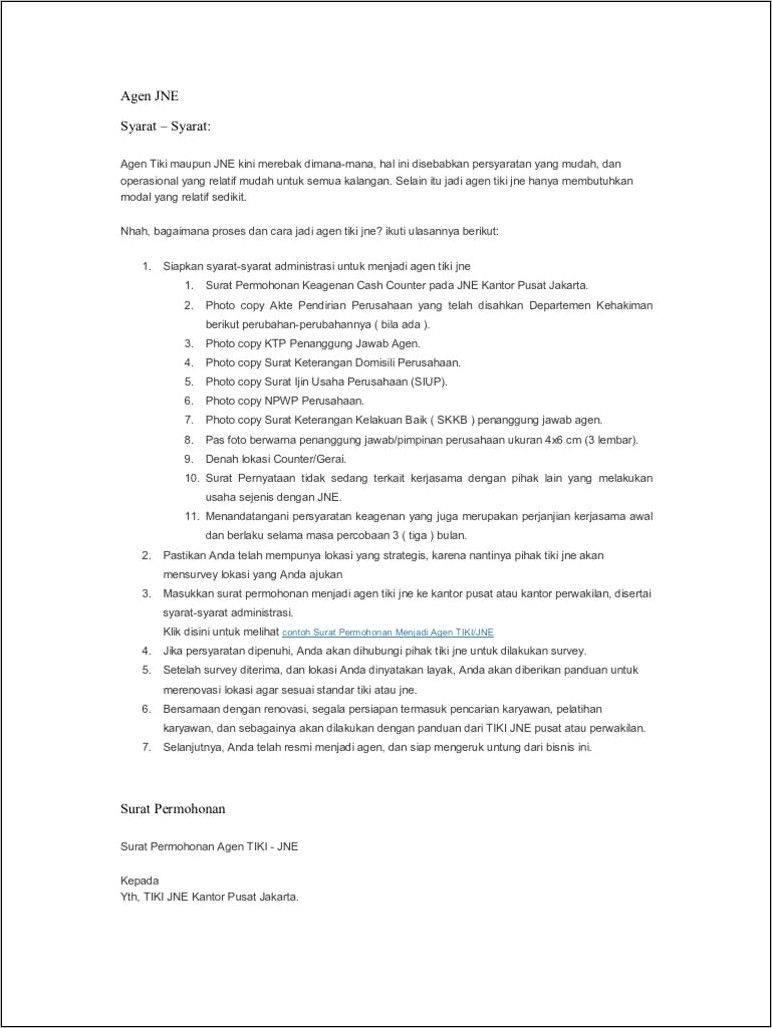 Contoh Surat Perjanjian Kerjasama Tiki