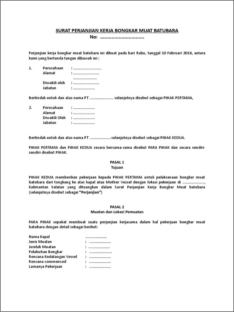Contoh Surat Perjanjian Kerjasama Trucking