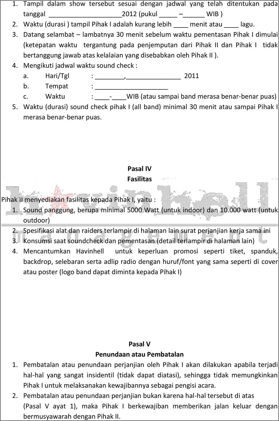 Contoh Surat Perjanjian Komsumsi