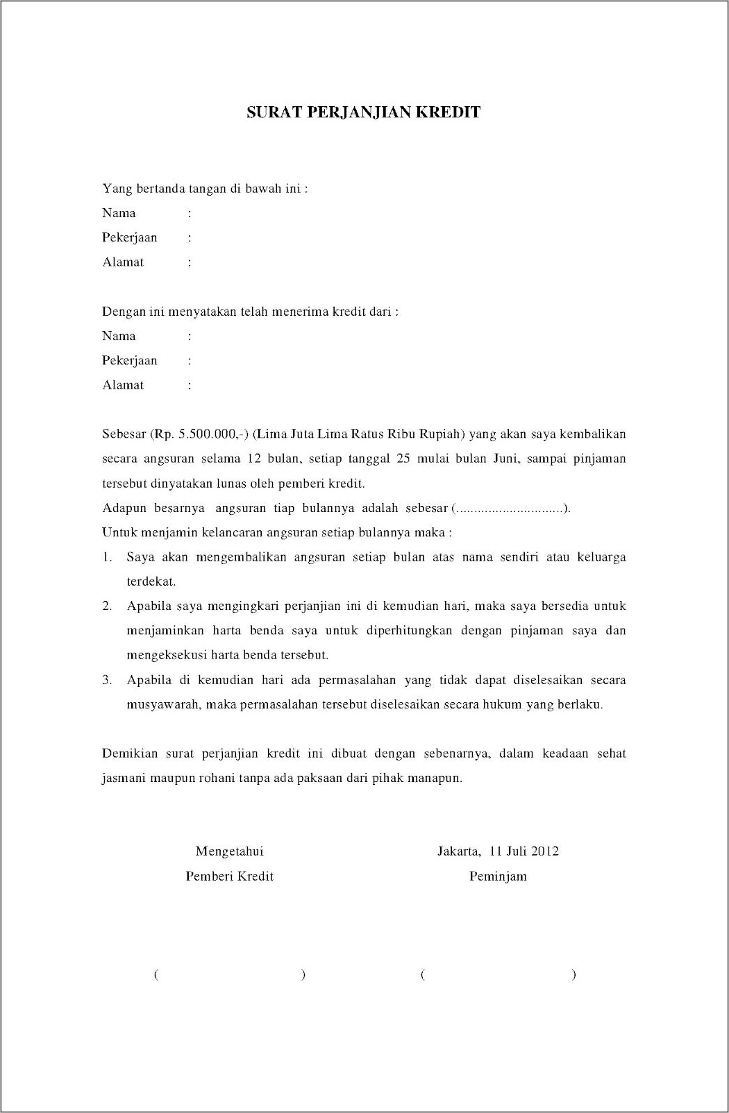 Contoh Surat Perjanjian Kontrak Ekspedisi