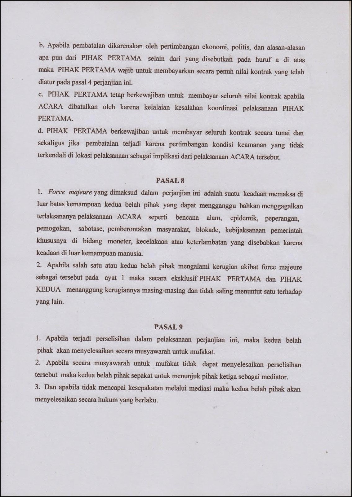 Contoh Surat Perjanjian Kontrak Pertambangan