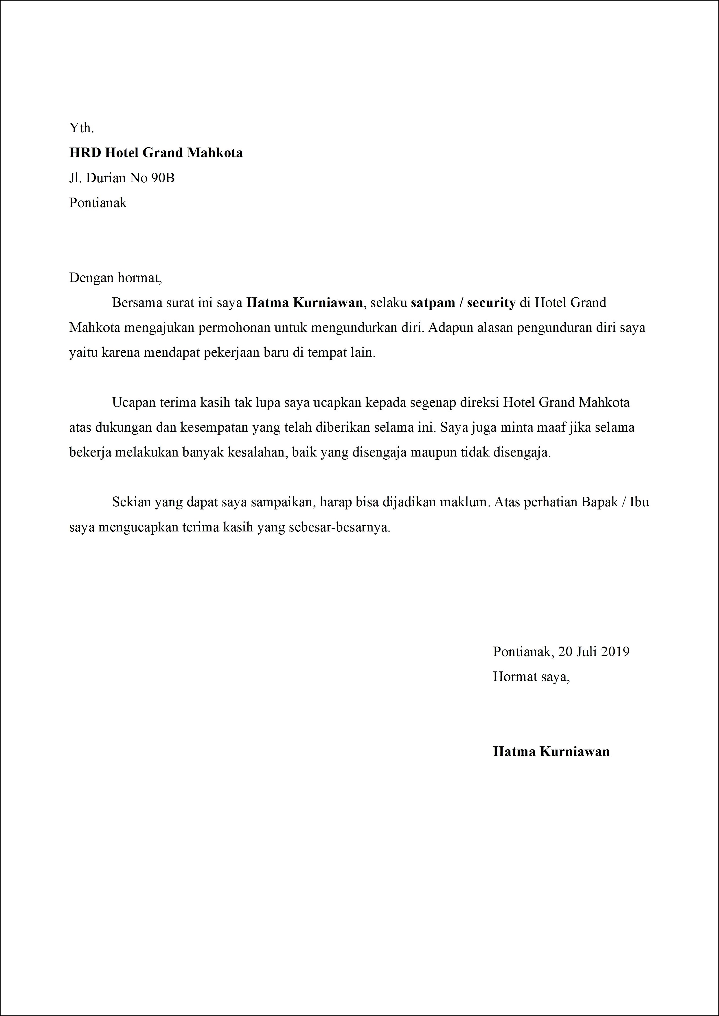 Contoh Surat Perjanjian Kontrak Satpam