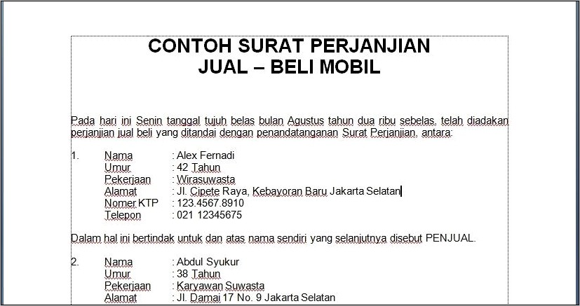 Contoh Surat Perjanjian Kredit Hp Doc