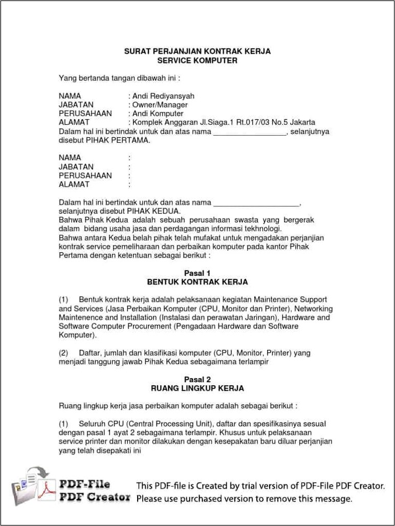 Contoh Surat Perjanjian Kso Pengadaan Ternak Sapi