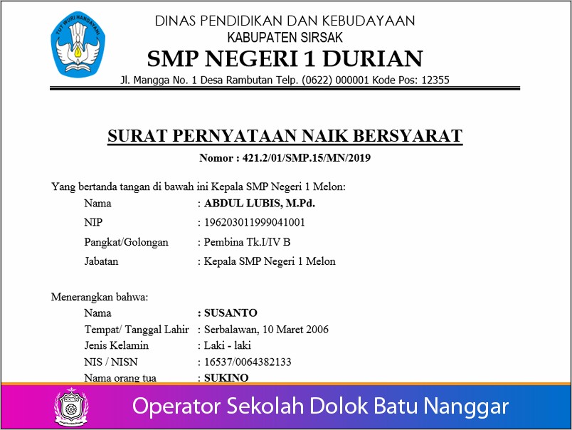 Contoh Surat Perjanjian Naik Pindah