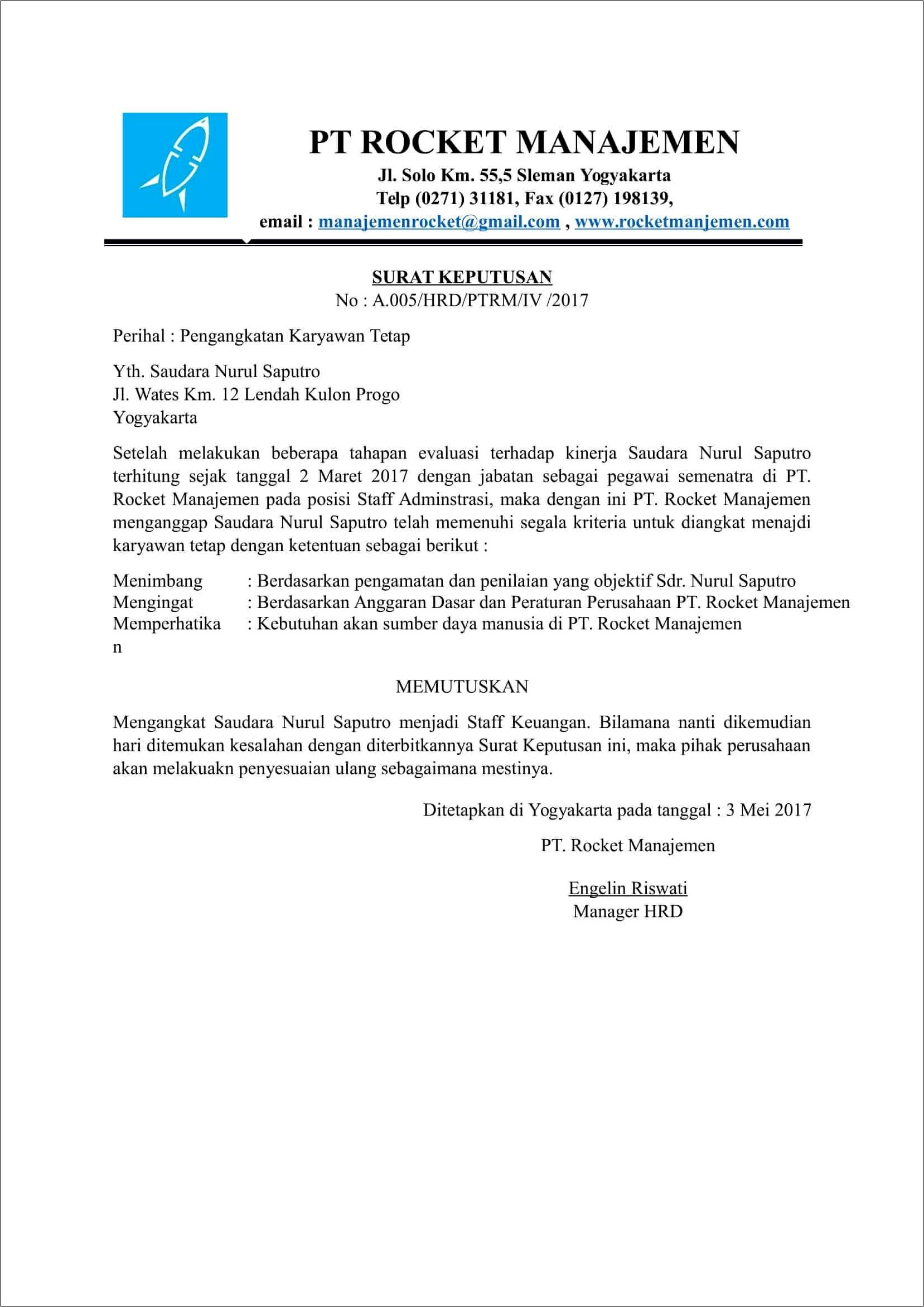 Contoh Surat Perjanjian Penetapan Pekejaan