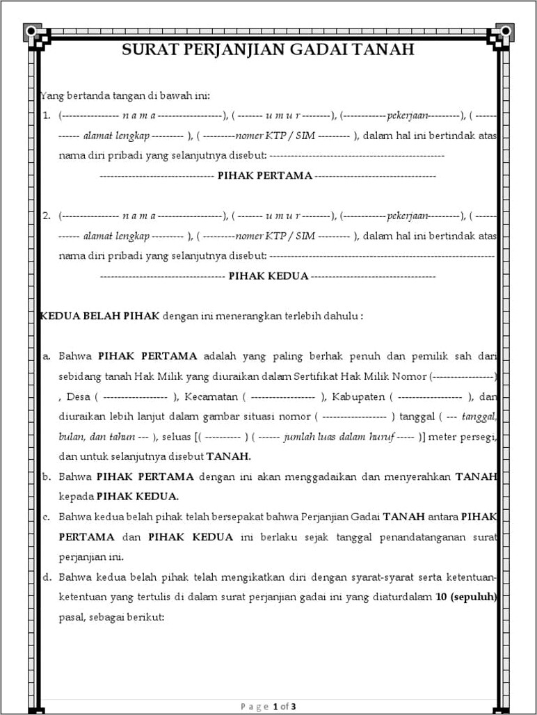 Contoh Surat Perjanjian Pengadaan Bus Pariwisata