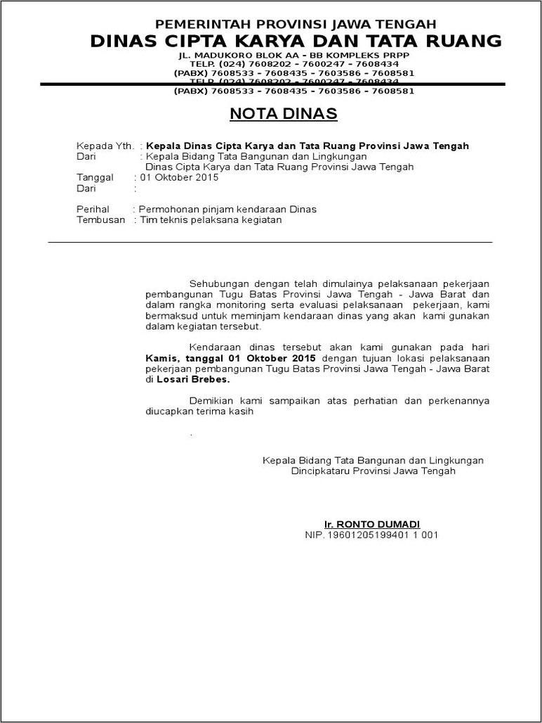 Contoh Surat Perjanjian Pengadaan Kendaraan Dinas