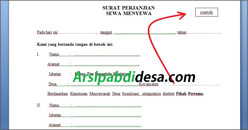 Contoh Surat Perjanjian Penggunaan Foto