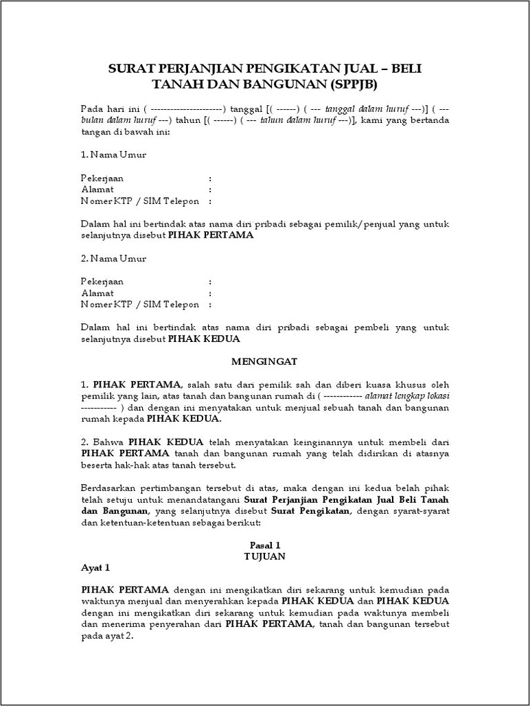 Contoh Surat Perjanjian Pra Nikah Doc