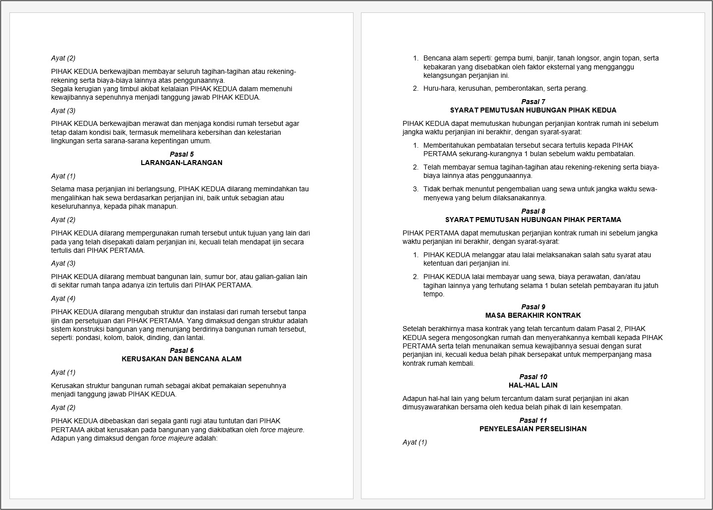 Contoh Surat Perjanjian Sewa Rumah Dalam Bahasa Inggris Doc