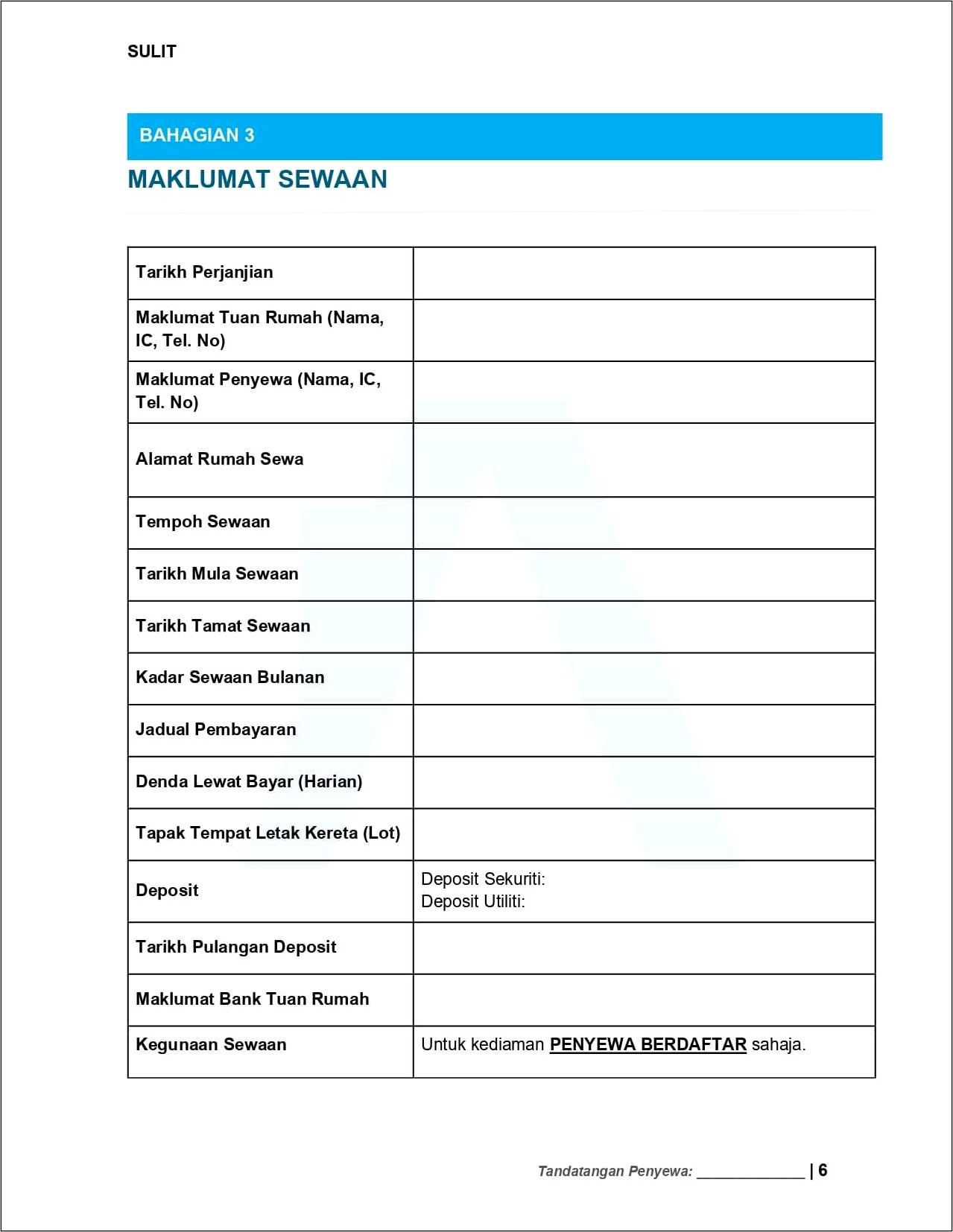Contoh Surat Perjanjian Sewa Rumah Kediaman Orang Tua