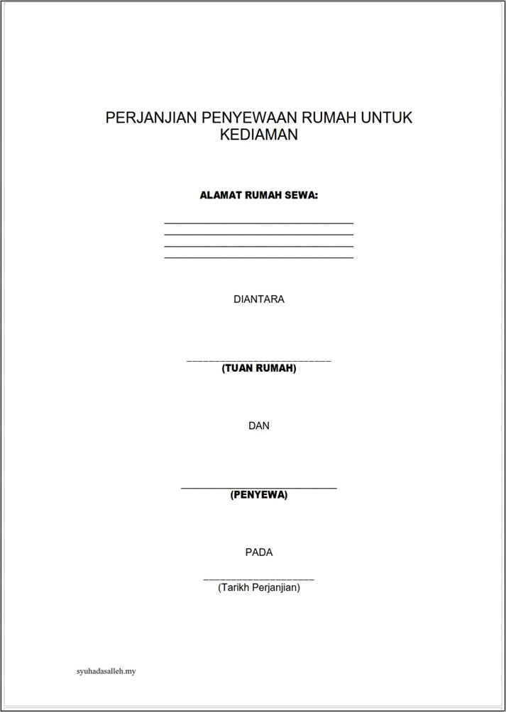 Contoh Surat Perjanjian Sewa Rumah Yang Simple