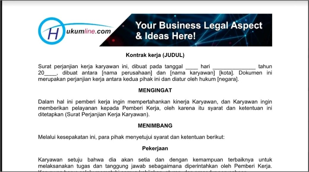 Contoh Surat Perjanjian Sewa Subcon