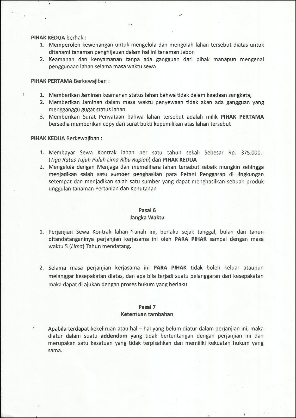 Contoh Surat Perjanjian Sewa Tanah Untuk Tower