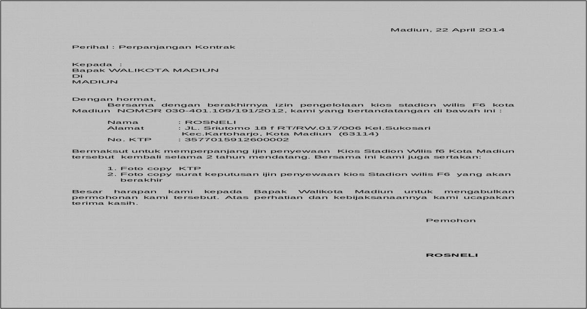 Contoh Surat Perjanjian Sewakan Ruko