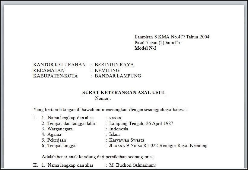 Contoh Surat Perjanjian Tempat Tinggal