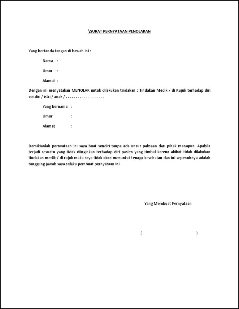 Contoh Surat Perjanjian Tentang Sesuatu