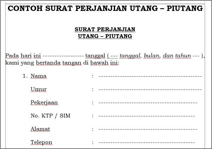 Contoh Surat Perjanjian Yang Benar Dan Sah Menurut Hukum