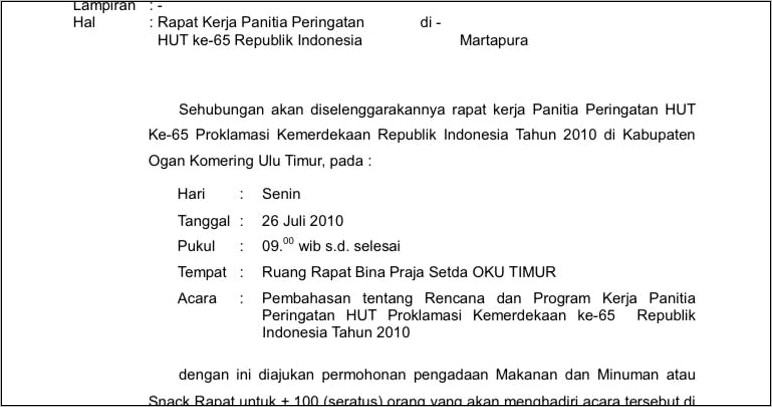 Contoh Surat Permohonan 17 Agustus