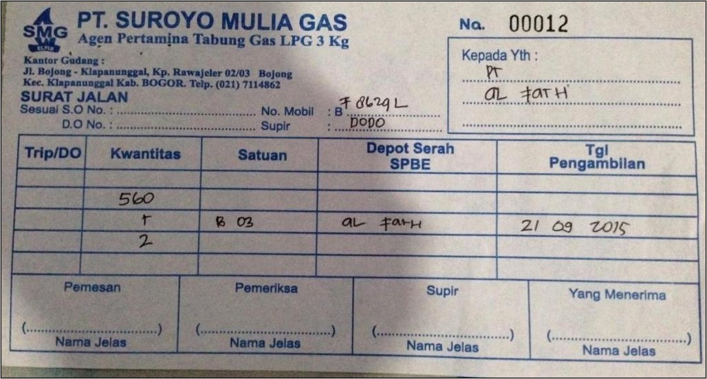 Contoh Surat Permohonan Agen Gas