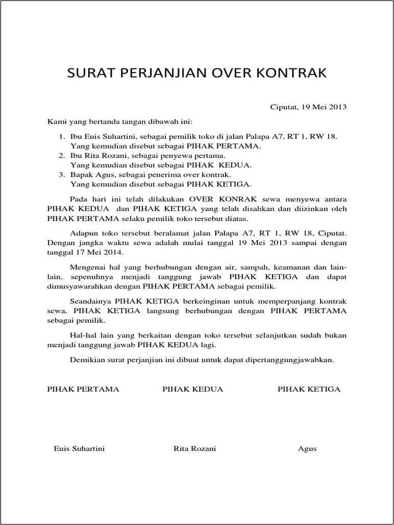 Contoh Surat Permohonan Akad Kredit Perumahan