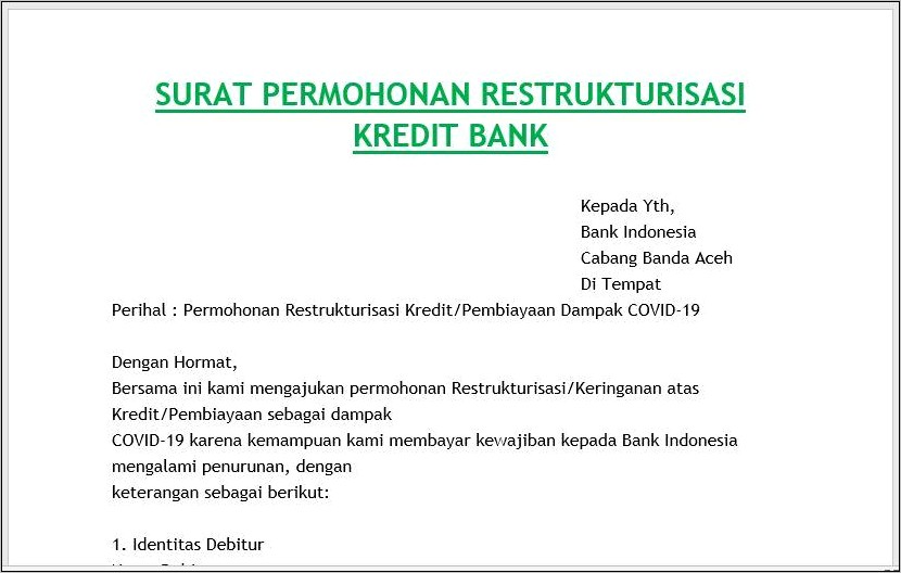 Contoh Surat Permohonan Akad Kredit Tertunda