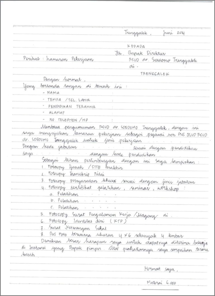 Contoh Surat Permohonan Almari Status Rumah Sakit