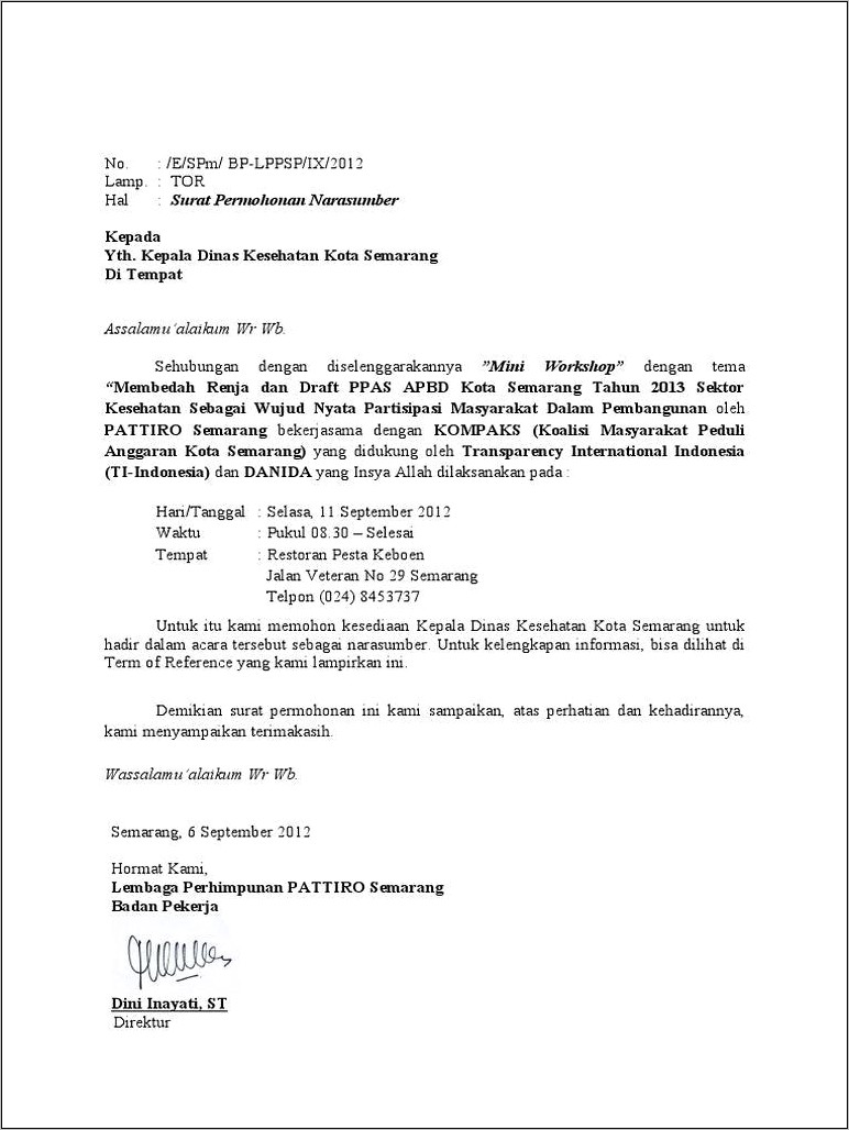 Contoh Surat Permohonan Anggota Foreder