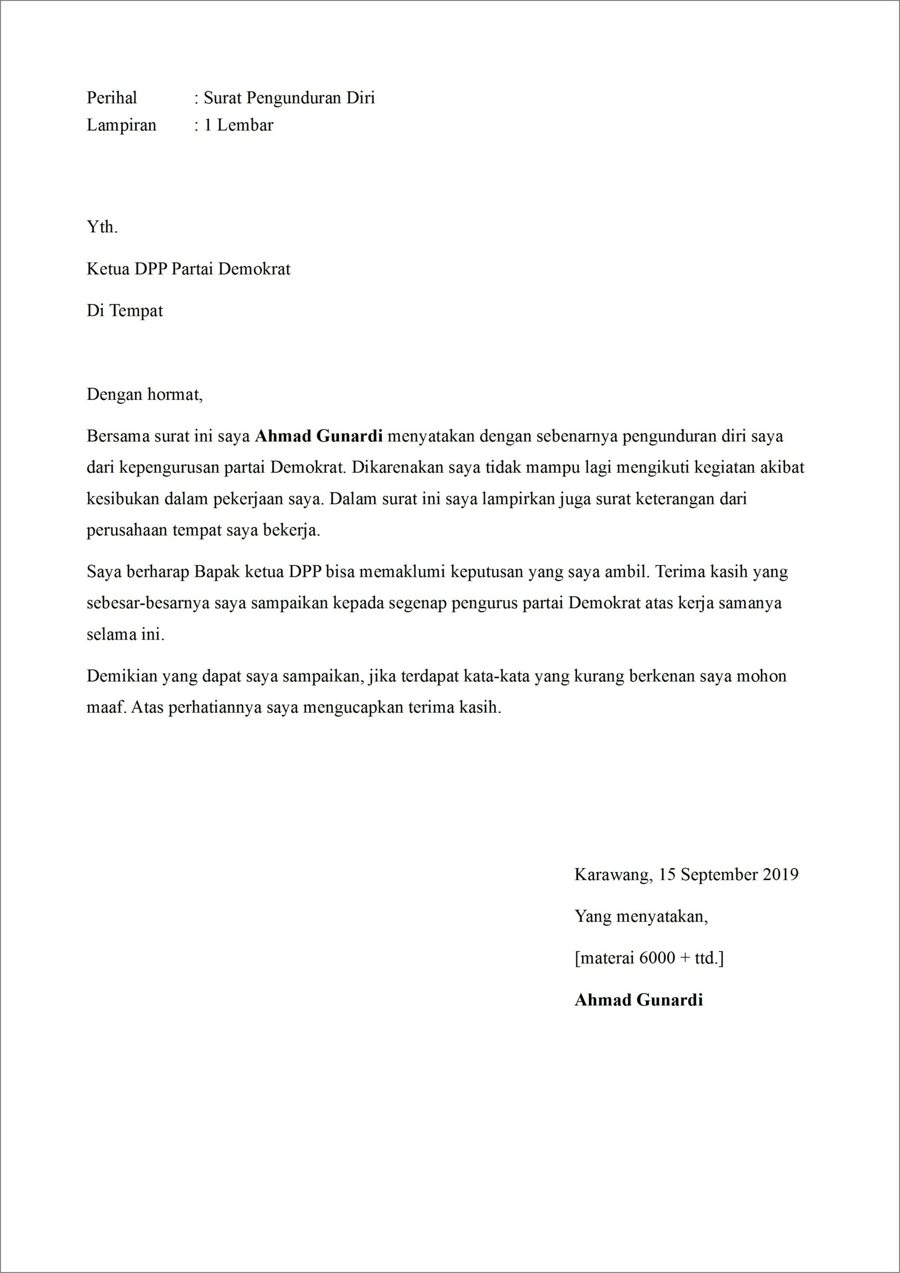 Contoh Surat Permohonan Anggota Forider