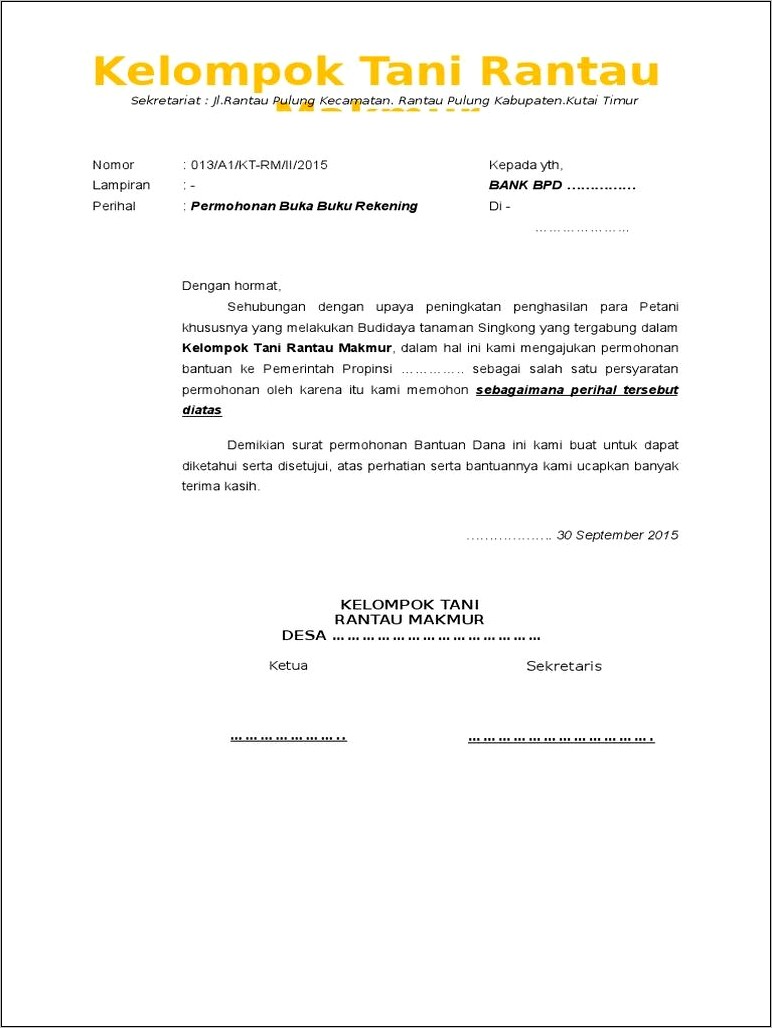 Contoh Surat Permohonan Aplikasi Deptan