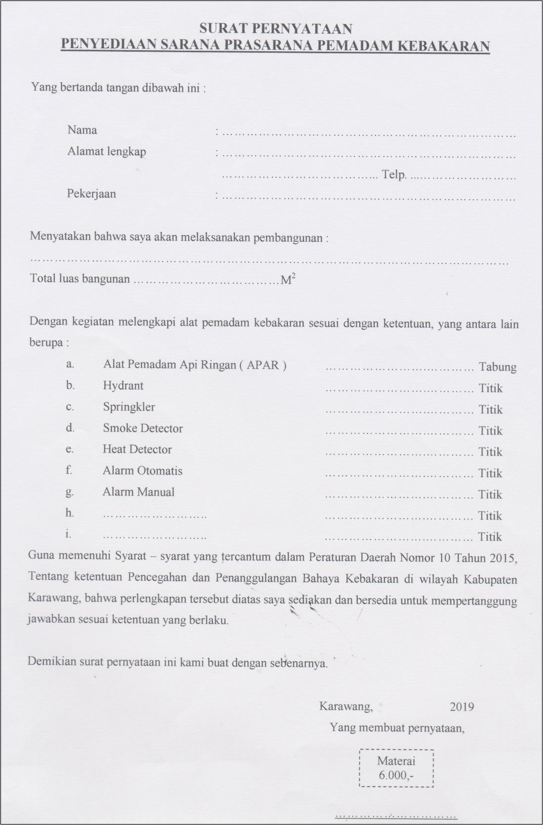 Contoh Surat Permohonan Atau Surat Pernyataan Peserta Ptsl 2019