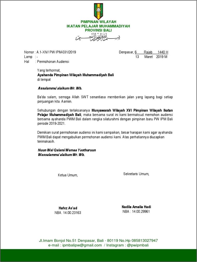 Contoh Surat Permohonan Audiensi